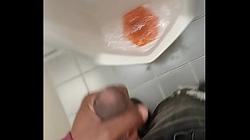 Stroking in the library bathroom 1