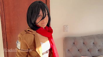 Bossy Mikasa sucked and sat on Eren's dick