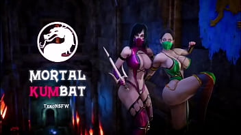 Dos zorras calientes Mileena y Jade se follan por todos los agujeros (Futa) en Mortal Kombat.