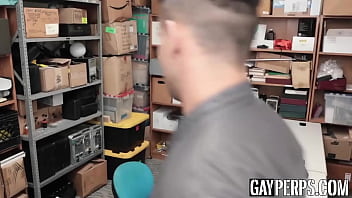 Handsome gay caught stealing forced to suck and fuck BBC
