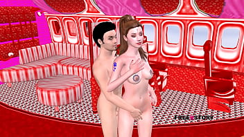 An Animated 3D cartoon porn - beautiful couple enjoying the foreplay fun.