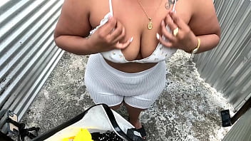 Big ass bbw woman recorded in outdoor dressing room