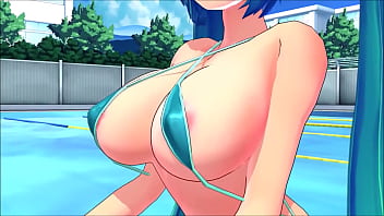 Hatsune Miku having fun at the pool