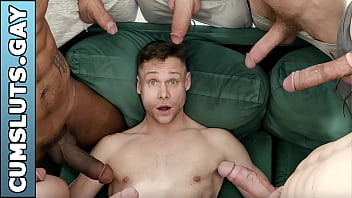 9 HUGE Dicks vs A Tight Asshole! Andrew Connor gets gaped and filled to the brim with sperm in this insane fuck feast!