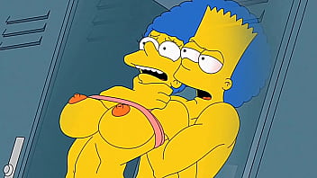 Hausfrau Marge stöhnt vor Vergnügen, als Ströme heißen Spermas alle ihre Löcher füllen / Toons / Anime / Hentai