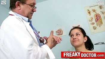 Hot czech brunette Monika gets fingered by daddy doctor