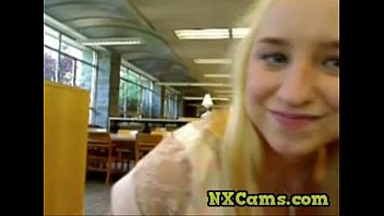 Very Cute Blonde Masturbation Webcam In Library